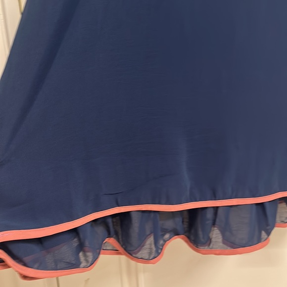 NWT Dress in Blue & Pink with lining, stretch, double frill, belt! Size UK M/L - Picture 5 of 14